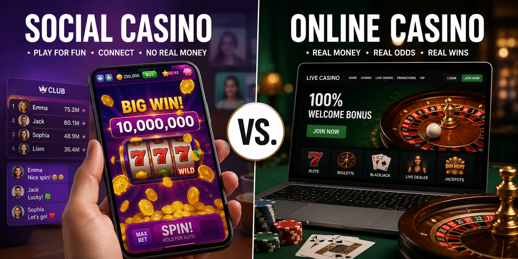 Social Casino vs. Online Casinos